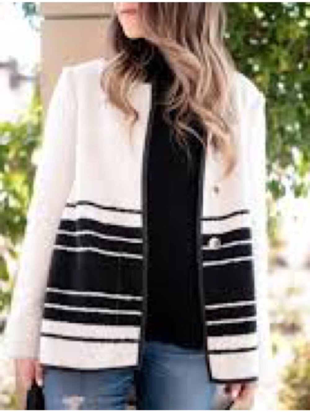 Cottagecore Wool blend black and white refined style jacket